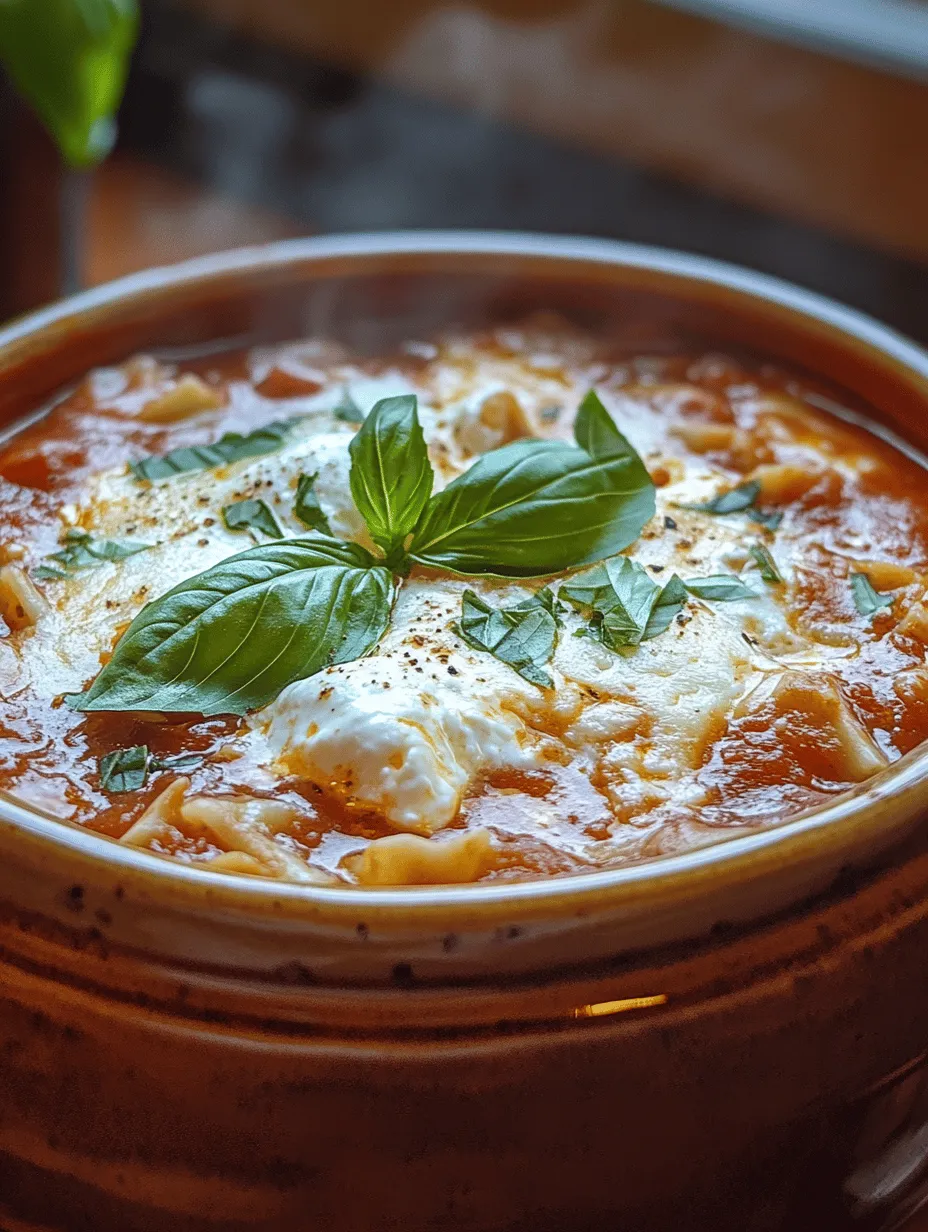 Lasagna soup is an innovative twist on the beloved Italian dish, lasagna. It retains all the classic elements—such as layers of pasta, sauce, and cheese—but presents them in a comforting, soup-like format. The origins of lasagna soup can be traced back to the culinary need for hearty, satisfying meals that require less preparation time than traditional lasagna. While traditional lasagna involves layering sheets of pasta with various fillings, sauces, and cheeses, lasagna soup simplifies this process by incorporating the same components into a single pot.