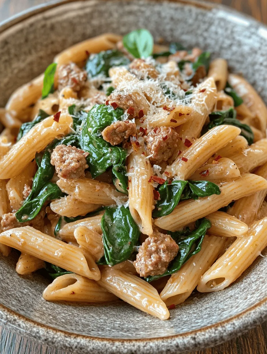 Welcome to a culinary adventure that combines comfort and flavor in a single skillet: Creamy Sausage & Spinach Pasta. This dish is a delightful fusion of tender pasta, savory sausage, and vibrant greens, all enveloped in a luscious, creamy sauce. It’s the kind of meal that not only satisfies the taste buds but also warms the heart, making it a favorite for families and a go-to option for quick weeknight dinners.