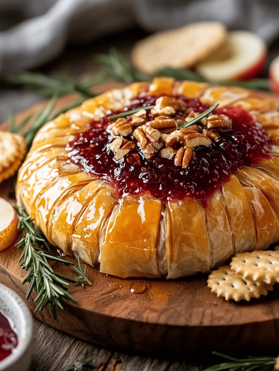 The Brie-luscious Delight with Jam is a culinary masterpiece that beautifully combines the creamy richness of Brie cheese with the sweet notes of fruity jam, all enveloped in a flaky pastry shell. This recipe is not just a treat for the palate; it also acts as an eye-catching centerpiece for any gathering, making it the perfect addition to your appetizer spread. Whether you're hosting an elegant dinner party, celebrating a milestone event, or simply indulging in a cozy night at home, this dish elevates the traditional cheese platter to new heights.
