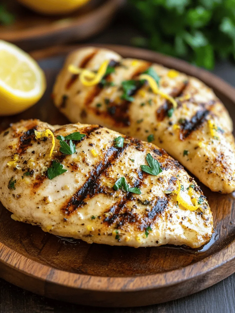 Grilled chicken has long been a staple in kitchens around the world, beloved for its versatility and ability to elevate any meal. Whether served at a summer barbecue, as part of a hearty family dinner, or even as a light lunch option, grilled chicken can be tailored to suit numerous flavor profiles and culinary styles. Among the myriad of grilled chicken recipes, Grilled Lemon Garlic Chicken Breast stands out for its fresh, zesty flavors that captivate the palate. This dish is not only easy to prepare but also provides immense satisfaction to both home cooks and diners alike.