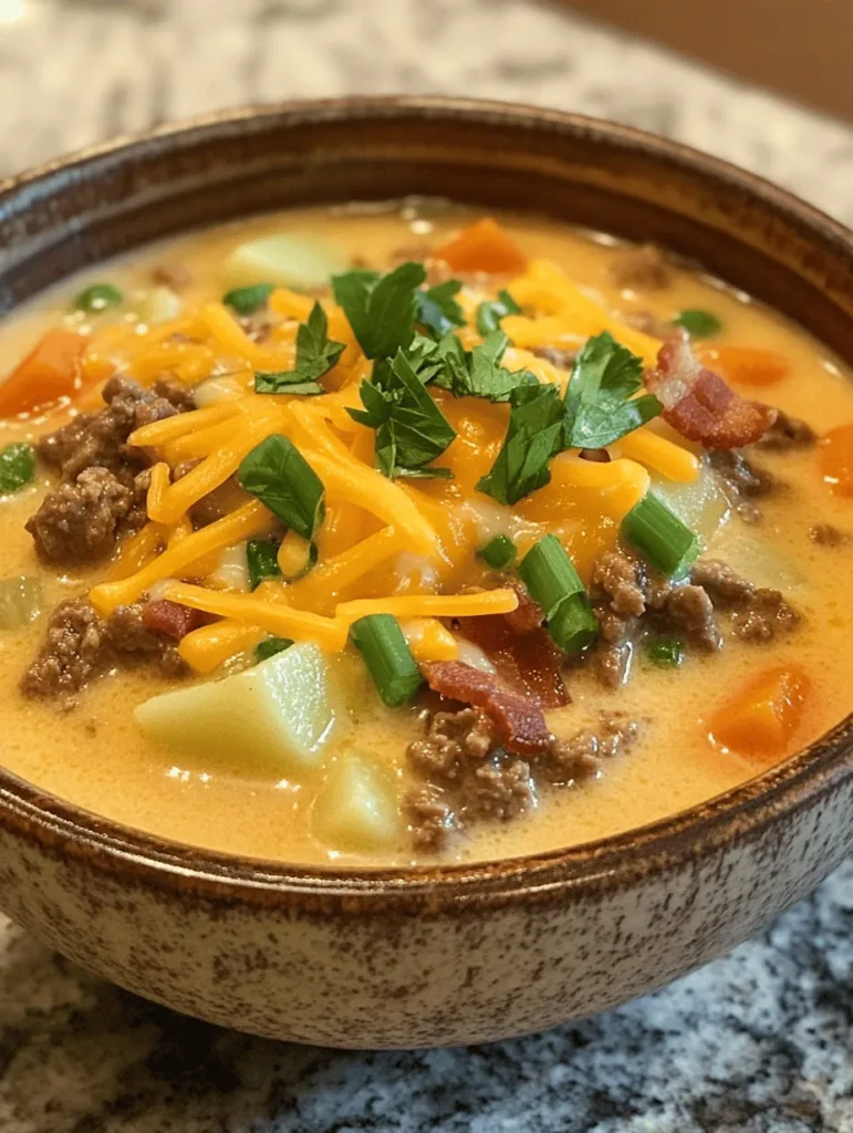 When the chill of winter sets in, there’s nothing quite like a warm, hearty bowl of soup to soothe the soul. Among the myriad of comforting soup options available, Cheeseburger Soup stands out as a delightful fusion of flavors that combines the best elements of a classic cheeseburger with the comforting qualities of a rich, creamy soup. This recipe offers a unique twist on traditional comfort food, transforming the beloved burger into a dish that is not only satisfying but also incredibly easy to prepare.