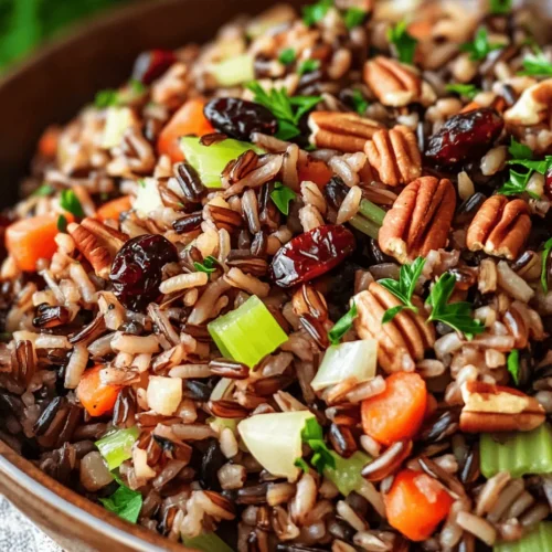Wild Rice Pilaf with Cranberries and Pecans is a delightful dish that brings together a medley of flavors and textures, making it a perfect addition to any meal. This recipe combines the nutty flavor of wild rice with the sweetness of dried cranberries and the crunch of toasted pecans, creating a harmonious blend that is both visually appealing and satisfying. Whether served as a side dish during festive gatherings or as a main course for a cozy family dinner, this pilaf offers a nutritious option that doesn’t compromise on taste.