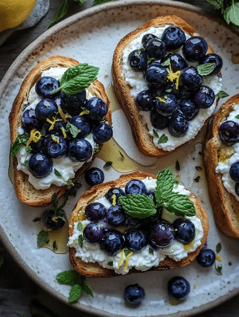 In the world of culinary delights, few combinations are as enchanting as the pairing of roasted blueberries and creamy whipped ricotta. This delightful Roasted Blueberry Toast with Whipped Ricotta recipe is not only visually appealing but also a celebration of flavors that dance on your palate. The sweetness of the roasted blueberries harmonizes beautifully with the rich creaminess of the ricotta, creating a dish that is perfect for any time of day. Whether you're looking for a refreshing breakfast, a sophisticated brunch option, or a light dessert, this toast has you covered.