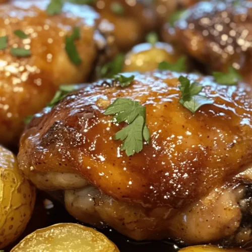 When it comes to preparing a dish that is both delicious and easy to make, few recipes can rival the charm of Sweet and Tangy Honey Mustard Chicken & Potatoes. This dish is a delightful combination of juicy chicken thighs and tender baby potatoes, all enveloped in a flavorful marinade that strikes the perfect balance between sweetness and tanginess. The blend of honey and Dijon mustard creates a mouthwatering glaze that enhances the natural flavors of the ingredients, making this dish a crowd-pleaser for family dinners or casual gatherings.