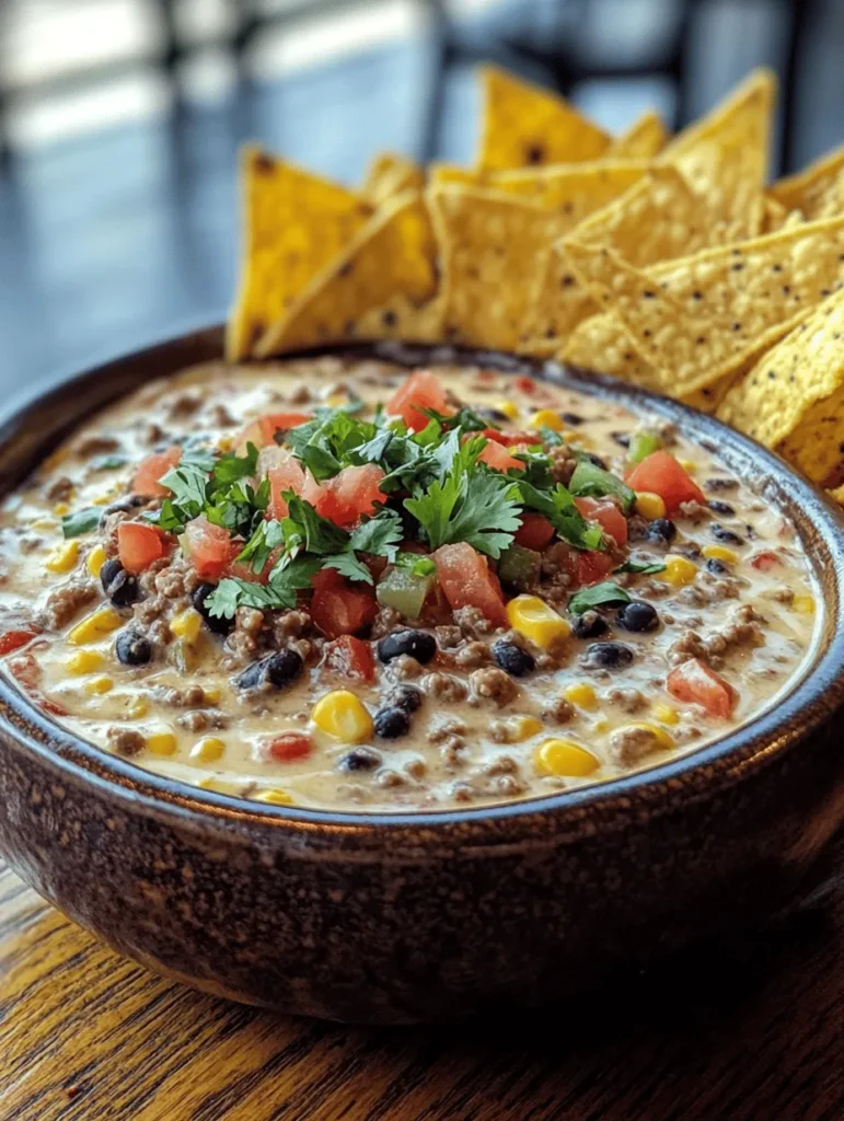 Cowboy Queso Delight is a scrumptious dip that perfectly embodies the heart and soul of Tex-Mex cuisine. This dish is not just a mere appetizer; it's a bubbling cauldron of flavor and comfort, making it an essential centerpiece for gatherings, game days, or cozy nights spent with family and friends. With its rich combination of savory ground beef, creamy cheeses, and vibrant vegetables, Cowboy Queso Delight is a dish that promises to impress and satisfy even the heartiest of appetites.
