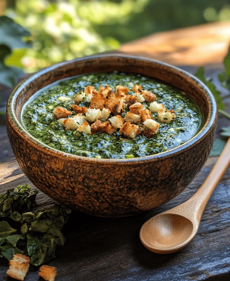 When it comes to comfort food, a warm bowl of soup is hard to beat. Among the myriad of options, <strong></noscript>Easy Spinach Zucchini Soup</strong> stands out as a light, nutritious choice that not only tantalizes your taste buds but also nourishes your body. This soup is the perfect blend of fresh vegetables, making it a delightful meal any time of year. Whether you’re seeking a quick lunch, a cozy dinner, or a healthy snack, this soup can easily fit into your routine.” /></p>
</p>
<p><strong>Adding Spinach: The Best Way to Incorporate and Wilt Spinach for Optimal Flavor and Nutrition</strong></p>
</p>
<p>Once your zucchini is tender, it’s time to add the star ingredient: spinach. To ensure the spinach retains its vibrant color and maximum nutritional value, add it towards the end of the cooking process. Begin by rinsing the spinach thoroughly under cold water to remove any dirt or sand.</p>
</p>
<p>After washing, roughly chop the spinach leaves. If you’re using baby spinach, you can leave them whole. Add the spinach to the pot and stir gently. The heat from the soup will quickly wilt the spinach in about 2 to 3 minutes. This approach not only preserves the bright green color of the spinach, making your soup visually appealing, but it also ensures that you retain a significant portion of the vitamins and minerals, particularly iron and vitamin K.</p>
</p>
<p><strong>Blending Techniques: Using an Immersion Blender vs. a Regular Blender</strong></p>
</p>
<p>Blending is a critical step that transforms your chunky soup into a creamy, velvety delight. You have two main options for blending the soup: an immersion blender or a regular blender.</p>
</p>
<p>If you choose to use an immersion blender, simply insert it into the pot and blend the soup until it reaches your desired consistency. This method is convenient as it allows you to blend the soup directly in the cooking pot, minimizing the cleanup process.</p>
</p>
<p>On the other hand, if you prefer a regular blender, ladle the soup into the blender in batches, being cautious not to overfill it. Blend until smooth, and then return the soup to the pot. Keep in mind that blending hot liquids can create steam pressure, so it’s essential to leave a small opening in the blender lid to allow steam to escape, preventing any potential splatters.</p>
</p>
<p>Regardless of the method you choose, blending the soup will give it a luxuriously smooth texture, perfect for showcasing the flavors of spinach and zucchini.</p>
</p>
<p><strong>Final Seasoning: Balancing Flavors with Salt, Pepper, Nutmeg, and Lemon Juice</strong></p>
</p>
<p>Once your soup is blended to perfection, it’s time to enhance its flavor profile. Begin by adding salt and freshly ground black pepper to taste. These two staples will help elevate the natural flavors of the vegetables.</p>
</p>
<p>Next, consider incorporating a pinch of nutmeg. Nutmeg is a wonderful spice that adds a warm, aromatic note, which complements the earthiness of the spinach and zucchini beautifully. Start with a small amount and adjust according to your preference, as nutmeg can quickly overpower the dish if used excessively.</p>
</p>
<p>Finally, a splash of fresh lemon juice will brighten the soup, adding a zesty finish that balances the rich, creamy texture. This step is crucial, especially if you’re serving the soup chilled during the warmer months, as it enhances the overall freshness.</p>
</p>
<p><strong>Serving Suggestions and Pairings</strong></p>
</p>
<p>Now that your Easy Spinach Zucchini Soup is ready and perfectly seasoned, it’s time to think about serving. Here are some delightful garnishing ideas and accompaniments that will elevate your soup experience:</p>
</p>
<p>– <strong>Garnishing the Soup</strong>: Consider topping your soup with homemade croutons for a satisfying crunch. You can also sprinkle fresh herbs such as parsley, chives, or dill on top to add a pop of color and flavor. A drizzle of extra virgin olive oil can also enhance the presentation and add richness.</p>
</p>
<p>– <strong>Suggested Accompaniments</strong>: This soup pairs wonderfully with crusty bread, which is perfect for dipping. A crisp salad can also complement the soup, providing a refreshing contrast. For those looking to add a protein element, consider serving the soup with grilled chicken, shrimp, or even a dollop of Greek yogurt for a creamy finish.</p>
</p>
<p>– <strong>Enjoying the Soup Hot or Chilled</strong>: The versatility of this soup allows it to be enjoyed year-round. Serve it hot in the cooler months, allowing the warmth to comfort and nourish. In the warmer months, chill the soup for a refreshing, light meal that showcases the flavors of fresh vegetables.</p>
</p>
<p><strong>Nutritional Information</strong></p>
</p>
<p>This Easy Spinach Zucchini Soup is not just delicious; it’s also packed with nutrients. Here’s a breakdown of the nutritional information per serving:</p>
</p>
<p>– <strong>Calories</strong>: Approximately 150 calories</p>
<p>– <strong>Macronutrients</strong>:</p>
<p>– Protein: 4g</p>
<p>– Carbohydrates: 24g</p>
<p>– Fiber: 5g</p>
<p>– Fat: 4g</p>
</p>
<p>– <strong>Vitamins and Minerals</strong>: This soup is a rich source of vitamins A, C, and K, as well as folate and iron, thanks to the generous serving of spinach and zucchini.</p>
</p>
<p>Incorporating soup into your daily meals can be highly beneficial. Soups are generally low in calories and high in nutrients, making them an ideal choice for those looking to maintain a healthy weight while ensuring they consume a variety of vegetables. This Easy Spinach Zucchini Soup is not only vegan but also gluten-free, making it suitable for various dietary preferences.</p>
</p>
<p><strong>Storing and Reheating Tips</strong></p>
</p>
<p>If you have leftovers (which is likely, as this recipe yields a generous amount), proper storage is essential to maintain the soup’s flavors and texture.</p>
</p>
<p>– <strong>Best Practices for Storing Leftovers</strong>: Allow the soup to cool to room temperature before transferring it to airtight containers. Glass containers or BPA-free plastic containers work well for storing soup in the refrigerator for up to 4 days.</p>
</p>
<p>– <strong>Proper Reheating</strong>: When reheating the soup, do so gently on the stovetop over medium heat. Stir occasionally to ensure even heating and prevent any sticking. If the soup thickens too much while stored, feel free to add a splash of vegetable broth or water to reach your desired consistency.</p>
</p>
<p>– <strong>Freezing the Soup</strong>: If you want to save the soup for future meals, freezing is a great option. Transfer the cooled soup into freezer-safe containers, leaving some space at the top for expansion. It can be frozen for up to 3 months. When you’re ready to enjoy it, thaw the soup overnight in the refrigerator before reheating.</p>
</p>
<p><strong>Conclusion</strong></p>
</p>
<p>In summary, this Easy Spinach Zucchini Soup is a simple yet nutritious recipe that brings together fresh vegetables in a deliciously creamy form. Its ease of preparation, combined with the health benefits of the ingredients, makes it an excellent choice for anyone looking to incorporate more vegetables into their diet.</p>
</p>
<p>We encourage you to try making this soup at home and savor the delightful flavors and textures. Remember, adding fresh vegetables to your daily meals is not just about flavor; it’s about enhancing your overall health and well-being. Enjoy your culinary creation and the satisfaction of nourishing your body with wholesome ingredients!</p>
<div id=