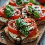 Caprese Toast Delight is an innovative twist on the classic Caprese salad, transforming its delightful flavors into a delectable toasted masterpiece. This dish combines the vibrant tastes of fresh tomatoes, creamy mozzarella, aromatic basil, and a drizzle of balsamic glaze on your choice of toast, making it not only visually appealing but also a feast for the senses. The appeal of Caprese Toast lies in its simplicity and freshness; it's a way to celebrate the rich flavors of Italian cuisine in a quick and easy format.