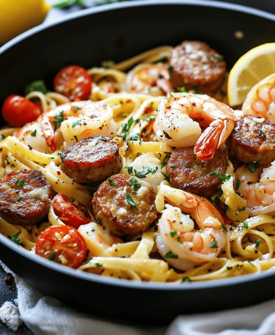 Are you searching for a dish that perfectly balances convenience, flavor, and visual appeal? Look no further than Sizzling Garlic Butter Shrimp & Sausage Skillet Pasta. This culinary gem combines succulent shrimp and savory smoked sausage, all enveloped in a rich garlic butter sauce, served atop your choice of pasta. It’s a dish that not only tantalizes your taste buds but also makes for an impressive meal that can be whipped up in no time.