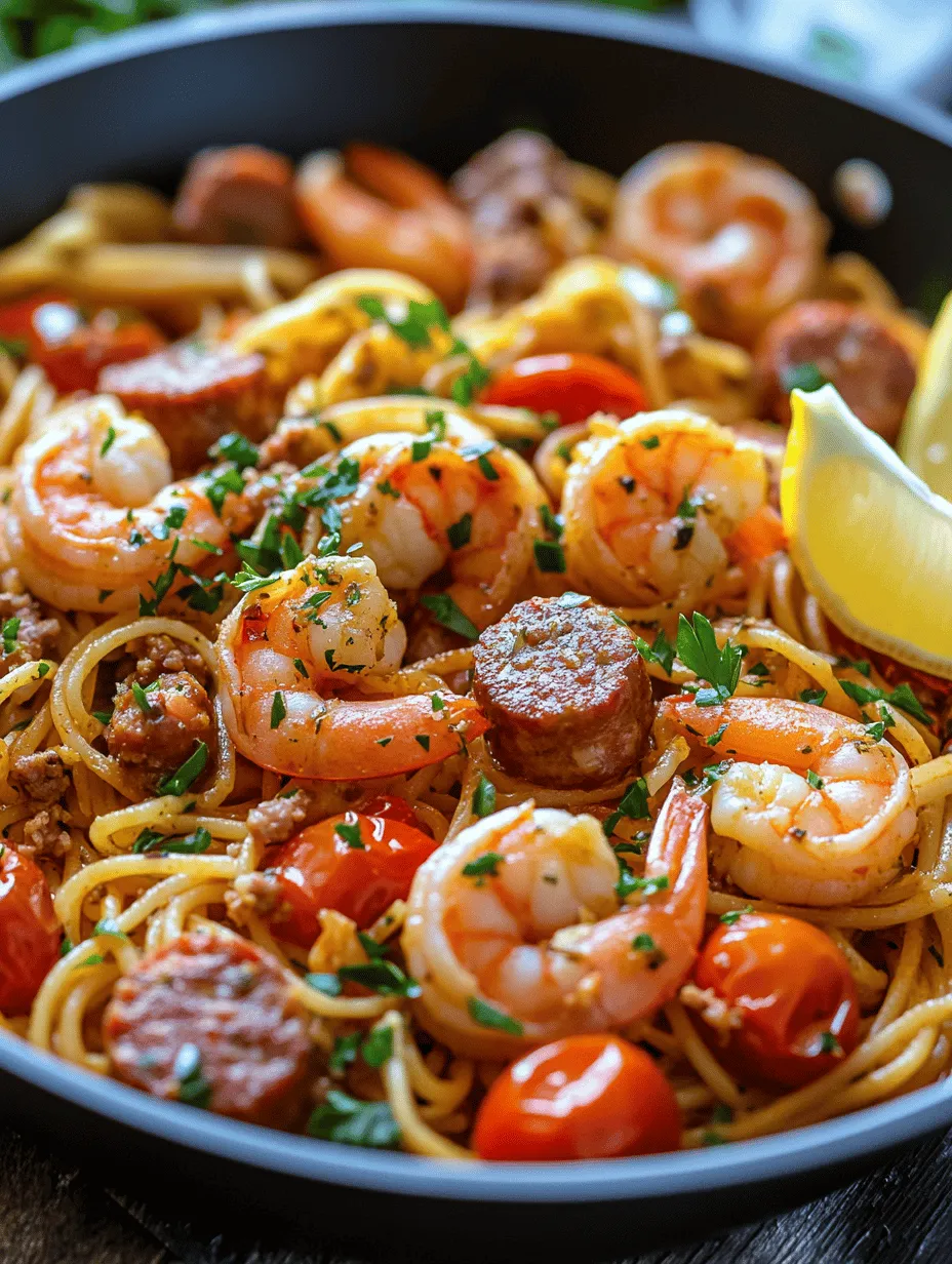 Are you searching for a dish that perfectly balances convenience, flavor, and visual appeal? Look no further than Sizzling Garlic Butter Shrimp & Sausage Skillet Pasta. This culinary gem combines succulent shrimp and savory smoked sausage, all enveloped in a rich garlic butter sauce, served atop your choice of pasta. It’s a dish that not only tantalizes your taste buds but also makes for an impressive meal that can be whipped up in no time.