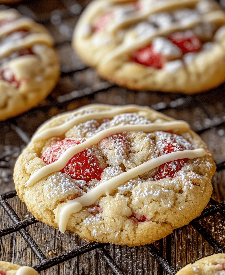Cookies hold a special place in the hearts of dessert lovers around the world. These delightful treats come in a myriad of flavors and textures, each offering a unique experience that can warm the soul and satisfy sweet cravings. Among the many cookie varieties, <strong></noscript>Creamy Strawberry Bliss Cookies</strong> stand out with their luscious combination of flavors and a texture that is both soft and chewy. This recipe beautifully marries the rich, creamy notes of cream cheese with the bright, fruity essence of fresh strawberries, creating a cookie that is as delightful to eat as it is to behold.” /></p>
</p>
<h2>Achieving the Perfect Mixture for Creamy Strawberry Bliss Cookies</h2>
</p>
<p>When preparing Creamy Strawberry Bliss Cookies, the texture of your cookie dough is crucial for achieving a soft, chewy result that melts in your mouth. The key to a smooth mixture lies in the proper integration of your wet and dry ingredients. Start by ensuring that your butter and sugar are creamed together until light and fluffy, which should take about 3-5 minutes. This process incorporates air into the mixture, contributing to the cookie’s rise and texture.</p>
</p>
<h3>The Role of Each Ingredient</h3>
</p>
<p>1. <strong>Butter</strong>: Provides richness and moisture. Make sure it’s at room temperature for easier creaming.</p>
<p>2. <strong>Sugar</strong>: Not only sweetens but helps in achieving that delightful crisp edge when baked.</p>
<p>3. <strong>Egg</strong>: Binds the ingredients and adds moisture, creating a tender cookie.</p>
<p>4. <strong>Flour</strong>: The foundation of your cookie. It gives structure but must be measured correctly to avoid dense cookies.</p>
<p>5. <strong>Baking Powder and Baking Soda</strong>: These leavening agents help your cookies rise and create a fluffy texture.</p>
</p>
<p>By understanding the function of each ingredient, you can better manipulate the mixture to your liking, ensuring a delightful balance of flavors and textures in your cookies.</p>
</p>
<h2>Combining the Dry Ingredients</h2>
</p>
<p>Once your wet ingredients are well-mixed, it’s time to address the dry ingredients. In a separate bowl, whisk together the all-purpose flour, baking powder, baking soda, and a pinch of salt. The importance of whisking these dry ingredients thoroughly cannot be overstated. This step ensures that the leavening agents are evenly distributed, preventing clumps that can lead to uneven rising during baking.</p>
</p>
<p>Sifting the flour can also help aerate it, providing an even lighter texture to your cookies. After whisking, gradually add the dry mixture to the wet ingredients. Mix on low speed until just combined. Overmixing at this stage can lead to tough cookies, so be cautious!</p>
</p>
<h2>Folding in Strawberries and Optional White Chocolate Chips</h2>
</p>
<p>Now comes the fun part—adding the strawberries and, if you choose, the white chocolate chips. It’s essential to fold in the strawberries gently to maintain their integrity. Here’s how to do it:</p>
</p>
<p>1. <strong>Chop the Strawberries</strong>: Cut your fresh strawberries into small pieces (about 1/4 inch) to ensure they distribute evenly throughout the dough.</p>
<p>2. <strong>Gentle Incorporation</strong>: Use a spatula to fold the strawberries into the mixture. Start by cutting through the center of the dough and turning it over, repeating until the strawberries are evenly distributed.</p>
</p>
<p>If you’re adding white chocolate chips, follow the same gentle folding technique. This ensures that every cookie will have bursts of strawberry and creamy sweetness.</p>
</p>
<h2>Scooping and Spacing the Cookies</h2>
</p>
<p>To ensure uniform baking, you’ll want to scoop your cookie dough consistently. Use a cookie scoop or a tablespoon to portion out the dough. A standard size for cookies is about 1.5 tablespoons, but feel free to adjust based on your preference for larger or smaller cookies.</p>
</p>
<p>When placing the dough on your baking sheet, make sure to leave enough space between each scoop. This spacing allows the cookies to spread without merging into one another during baking—about 2 inches apart is ideal.</p>
</p>
<h2>Baking the Cookies</h2>
</p>
<p>Preheat your oven to 350°F (175°C) and line your baking sheets with parchment paper. Once your cookies are scooped and spaced, it’s time to bake!</p>
</p>
<p>1. <strong>Baking Time</strong>: Typically, these cookies will take around 10-12 minutes. Keep a close eye on them, as oven temperatures can vary.</p>
<p>2. <strong>Checking Doneness</strong>: The cookies should be lightly golden around the edges and still soft in the center. They will continue to cook slightly after being removed from the oven, so it’s best to err on the side of underbaking slightly.</p>
</p>
<p>Allow the cookies to cool on the baking sheet for a few minutes before transferring them to a wire rack to cool completely.</p>
</p>
<h2>Cooling and Finishing Touches</h2>
</p>
<p>Cooling your cookies properly is vital for achieving the desired texture. Let them rest on the baking sheet for about 5 minutes, allowing them to firm up. Then, transfer them to a wire rack to cool completely.</p>
</p>
<p>For an elegant finishing touch, dust your cookies with powdered sugar. This not only adds a beautiful visual contrast but also brings a sweet note that complements the strawberries perfectly.</p>
</p>
<h2>Serving Suggestions and Pairing Ideas</h2>
</p>
<p>Creamy Strawberry Bliss Cookies are delightful on their own, but pairing them with the right beverages can elevate your experience. Here are some suggestions:</p>
</p>
<p>– <strong>Beverages</strong>: Serve these cookies with a warm cup of tea or coffee. The rich flavors of the cookies pair beautifully with the bitterness of coffee or the lightness of tea.</p>
<p>– <strong>Milk</strong>: A classic choice, a cold glass of milk balances the sweetness of the cookies and is always a hit.</p>
<p>– <strong>Ice Cream</strong>: For an indulgent treat, serve them with a scoop of vanilla or strawberry ice cream. The creaminess of the ice cream complements the tartness of the strawberries.</p>
<p>– <strong>Whipped Cream</strong>: A dollop of freshly whipped cream can enhance the flavor profile and add a luxurious touch.</p>
</p>
<h2>Variations to Explore</h2>
</p>
<p>While the original Creamy Strawberry Bliss Cookie recipe is a delight, consider these variations to add a twist:</p>
</p>
<p>– <strong>Different Fruits</strong>: Experiment with other fruits such as raspberries, blueberries, or even diced peaches for a seasonal touch. Each fruit brings its unique flavor and texture, making your cookies versatile.</p>
<p>– <strong>Adding Nuts</strong>: Chopped walnuts or pecans can introduce a satisfying crunch, adding texture and depth to your cookies.</p>
<p>– <strong>Gluten-Free Options</strong>: Substitute regular flour with a gluten-free blend. Ensure that the blend contains xanthan gum to help bind the ingredients effectively.</p>
</p>
<h2>Storing and Keeping Your Cookies Fresh</h2>
</p>
<p>To keep your Creamy Strawberry Bliss Cookies fresh, store them in an airtight container at room temperature. They will typically last for about a week, retaining their softness and flavor.</p>
</p>
<h3>Freezing Cookie Dough for Future Baking Adventures</h3>
</p>
<p>If you want to prepare ahead, consider freezing your cookie dough. Here’s how:</p>
</p>
<p>1. <strong>Scoop and Portion</strong>: Portion the dough using your cookie scoop.</p>
<p>2. <strong>Freezing</strong>: Place the scooped dough on a baking sheet lined with parchment paper and freeze until solid. Then, transfer the frozen dough balls to a zip-top bag or airtight container.</p>
<p>3. <strong>Baking from Frozen</strong>: When ready to bake, simply preheat your oven, place the frozen dough on a baking sheet, and add an additional 1-2 minutes to the baking time.</p>
</p>
<h2>Conclusion</h2>
</p>
<p>Baking Creamy Strawberry Bliss Cookies is not just about creating a delicious treat; it’s an experience that brings joy and creativity to your kitchen. With their delightful combination of flavors and textures, these cookies are perfect for any occasion, from casual afternoon snacks to celebratory desserts.</p>
</p>
<p>Embrace your creativity as you explore variations and pairings that suit your tastes. The joy of homemade treats lies in the love and effort you put into them, bringing smiles to your loved ones and creating lasting memories. So gather your ingredients, roll up your sleeves, and enjoy the bliss of baking these delightful strawberry cookies!</p>
<div id=