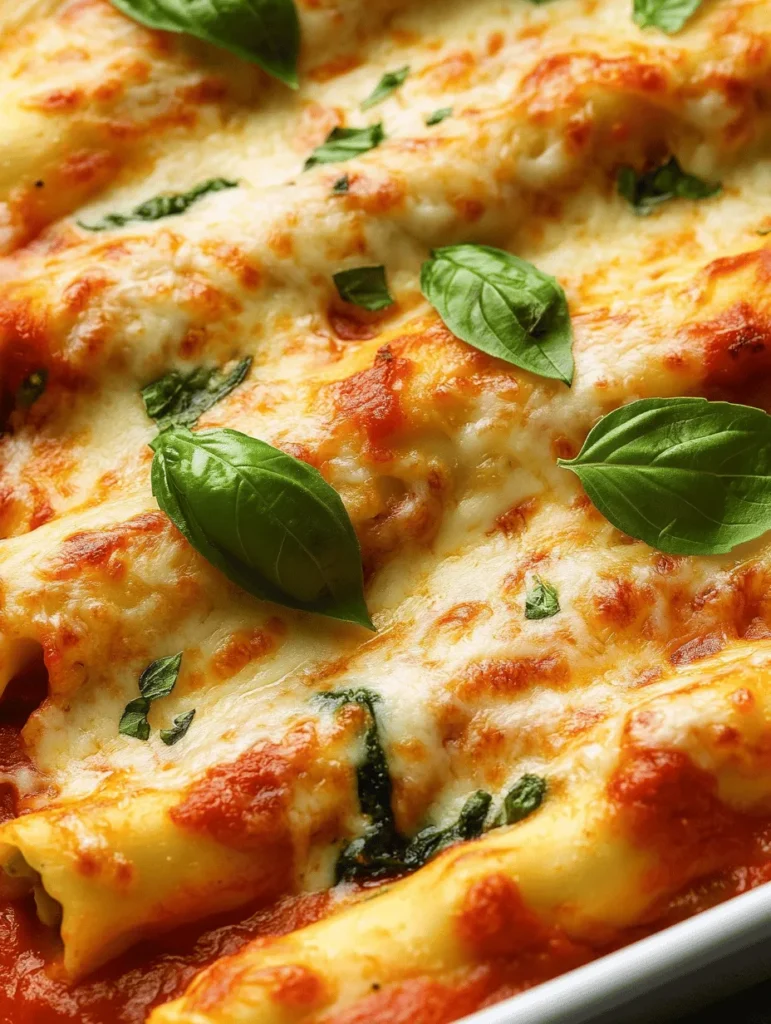The Cheesy Delight Manicotti is a comforting and flavorful dish that brings together the rich tastes of cheese, fresh spinach, and marinara sauce. This dish not only embodies the essence of Italian cuisine but also offers a unique and delightful dining experience that makes it perfect for family dinners, gatherings, or even meal prep for the week. The combination of creamy filling and baked cheese topping ensures that every bite is a luxurious indulgence, satisfying even the most discerning of palates.
