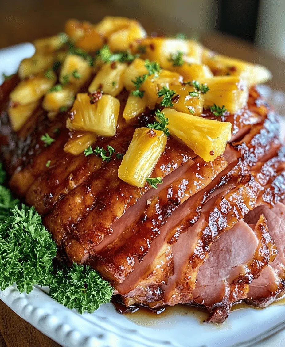 The Tropical Delight Baked Sliced Ham with Pineapple Glaze is an exquisite dish that brings a burst of tropical flavors to your dining table. This delightful recipe is an ideal choice for family gatherings, holiday celebrations, or any special occasion where you want to impress your guests with a visually stunning and mouthwatering centerpiece. The combination of sweet and savory elements in this dish creates a delightful contrast that enhances the natural umami flavor of the ham, making it an unforgettable culinary experience.