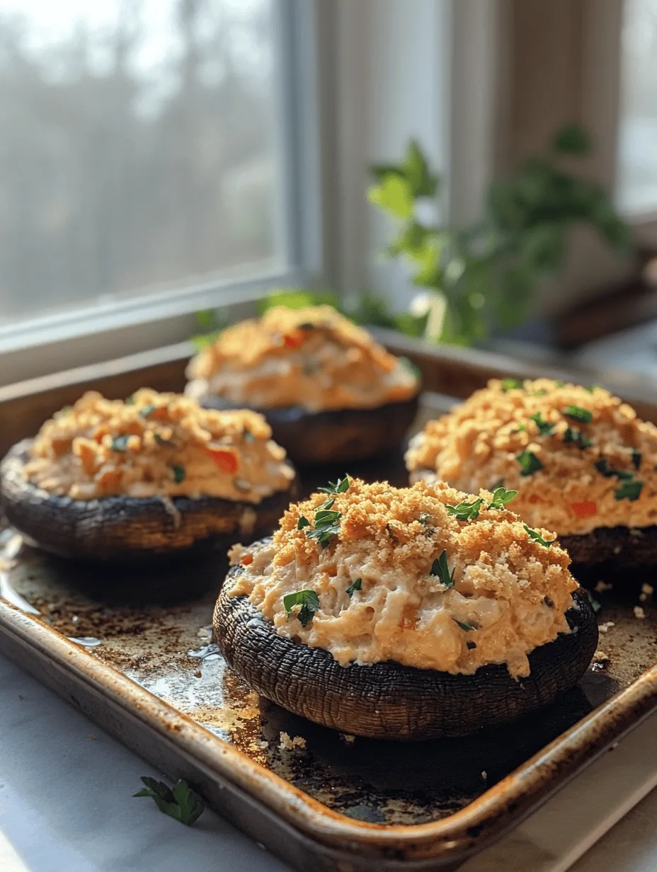 Crab-Stuffed Portobello Mushrooms are a delightful fusion of earthy flavors and oceanic delights, making them a perfect dish for casual gatherings or elegant dinner parties. Imagine the rich, succulent taste of fresh crab meat, perfectly complemented by creamy and savory ingredients, all nestled inside hearty portobello mushroom caps. This recipe not only tantalizes the taste buds but also presents beautifully, making it an ideal appetizer or main dish for any seafood lover.