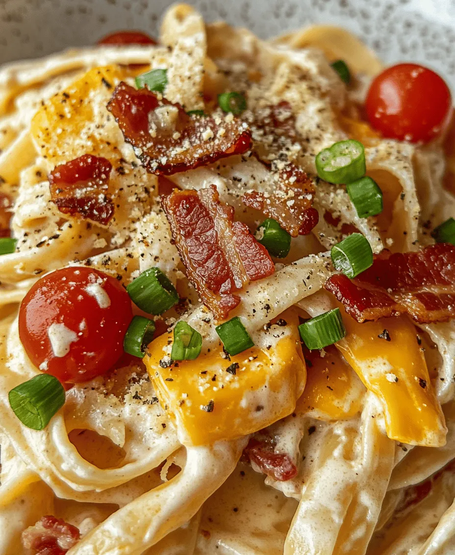 In the world of comfort food, few dishes can compete with the rich, creamy allure of pasta combined with the savory flavors of a cheeseburger. The Indulgent Loaded Bacon Cheeseburger Alfredo Pasta blends these two culinary favorites into one satisfying meal that is both hearty and indulgent. This recipe is perfect for gatherings with friends or a cozy family dinner, offering a delightful twist on traditional pasta dishes. With layers of flavor from crispy bacon, hearty ground beef, and a velvety cheese sauce, this dish is sure to please everyone at the table.