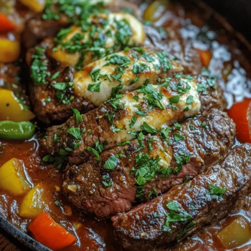 Steak Pizzaiola is a classic Italian-American dish that marries the rich and hearty flavors of succulent sirloin steaks with a vibrant tomato sauce infused with aromatic herbs and spices. Originating from the kitchens of Italy, this dish has become a beloved staple in homes across the United States, celebrated for its simplicity and deliciousness. What makes Steak Pizzaiola particularly appealing is its versatility: it serves as a fantastic option for both quick weeknight dinners and special occasions, embodying the essence of Italian cooking that prioritizes fresh ingredients and bold flavors.