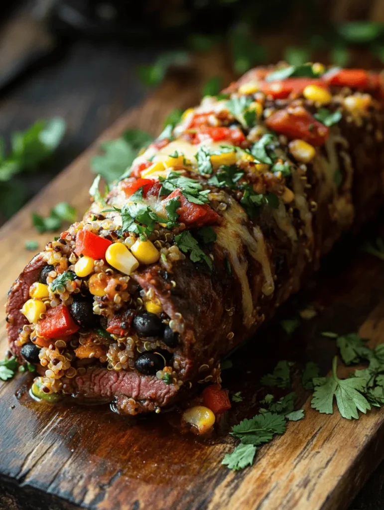 Welcome to a culinary adventure that brings a burst of flavor and excitement to your dinner table! The Flavorful Fiesta Stuffed Flank Steak is not only a feast for the eyes but also a celebration of vibrant tastes and nutritious ingredients. Imagine tender flank steak, marinated to perfection, enveloping a hearty filling that combines the comforting flavors of quinoa, black beans, and corn, all seasoned with a tantalizing blend of spices. This dish is not just another steak recipe; it’s a fusion of influences inspired by the rich culinary traditions of Latin America, making it a perfect choice for gatherings, family dinners, or even a special occasion.