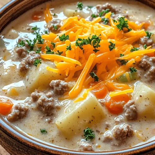In the realm of culinary delights, comfort food holds a special place in our hearts. These dishes, often steeped in nostalgia, remind us of home, warmth, and family gatherings. They are the meals we turn to during colder months, as the chill in the air beckons us to seek refuge in hearty, satisfying fare. When we think of comfort food, creamy, savory soups often come to mind, and one standout example is the Creamy Potato & Hamburger Soup.
