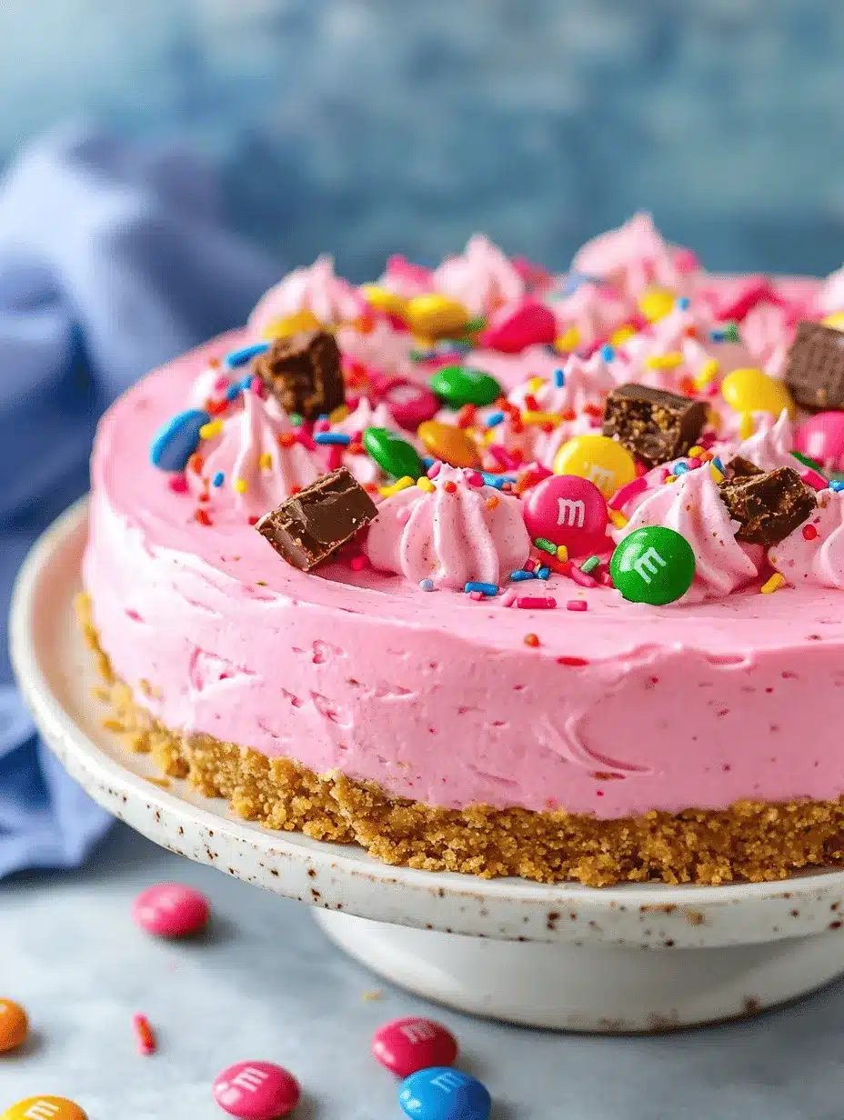 When it comes to desserts that leave a lasting impression, the Pink Paradise No-Bake M&M Snickers Cheesecake stands out as a vibrant and indulgent treat. This delightful cheesecake combines the beloved flavors of classic Snickers bars and colorful M&M's, creating a rich, creamy, and visually stunning dessert. Perfect for celebrations, gatherings, or simply as a sweet escape at home, this no-bake cheesecake is sure to please dessert lovers of all ages.