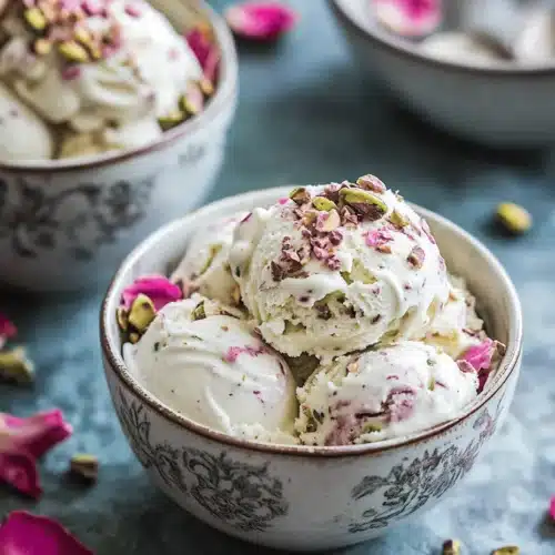 As the temperatures rise and the sun shines brightly, there’s nothing quite like a refreshing scoop of ice cream to cool off and indulge your sweet tooth. This Rose Pistachio Cheesecake Ice Cream is a luxurious treat that combines the nutty richness of pistachios with the creamy decadence of cheesecake, all elevated by the delicate floral notes of rose water. Imagine a velvety ice cream that transports you to a sumptuous garden of blooming roses, each bite offering a perfect balance of sweetness and sophisticated flavor.