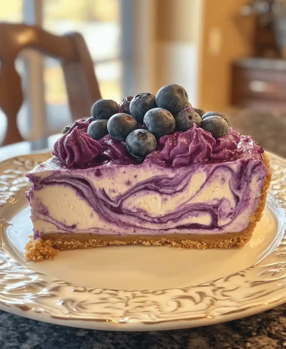Blueberry Swirl Cheesecake Delight is a dessert that captivates both the eyes and the palate. With its luscious cream cheese filling complemented by a vibrant blueberry swirl, this cheesecake is perfect for any occasion—from family gatherings to special celebrations. The harmony of flavors and textures creates a dessert that is not only visually stunning but also delightfully rich and creamy. Whether you are preparing for a birthday celebration, a holiday feast, or just want to treat yourself on a weekend, this cheesecake is sure to impress.