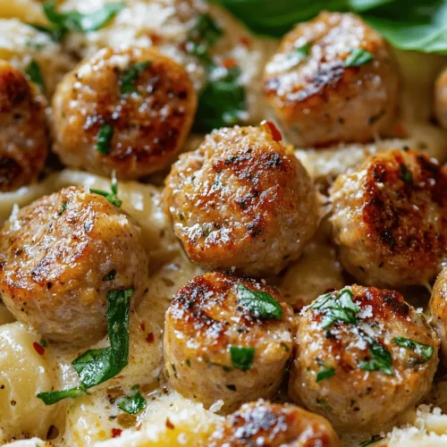 Garlic Butter Sausage Bites with Creamy Parmesan Pasta is a dish that embodies comfort food at its finest. Imagine sinking your fork into a bowl of perfectly cooked pasta, enveloped in a silky, creamy sauce, accompanied by succulent bites of sausage infused with the rich essence of garlic and butter. This dish is not only a feast for the eyes but also a delightful experience for your taste buds. The hearty sausage, with its savory flavor, complements the creamy pasta, creating a balanced meal that is ideal for family dinners, gatherings, or even cozy nights in.
